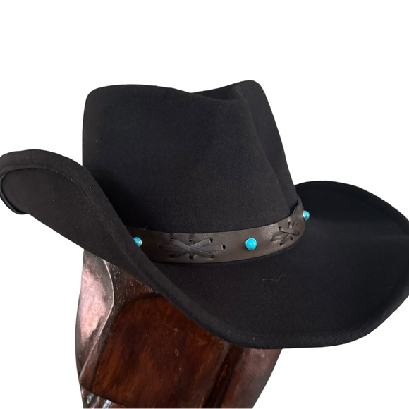 FRYE Womens Western Cowgirl Rodeo Boho Felt Tussle Studs   Hat NWT - Picture 3 of 9
